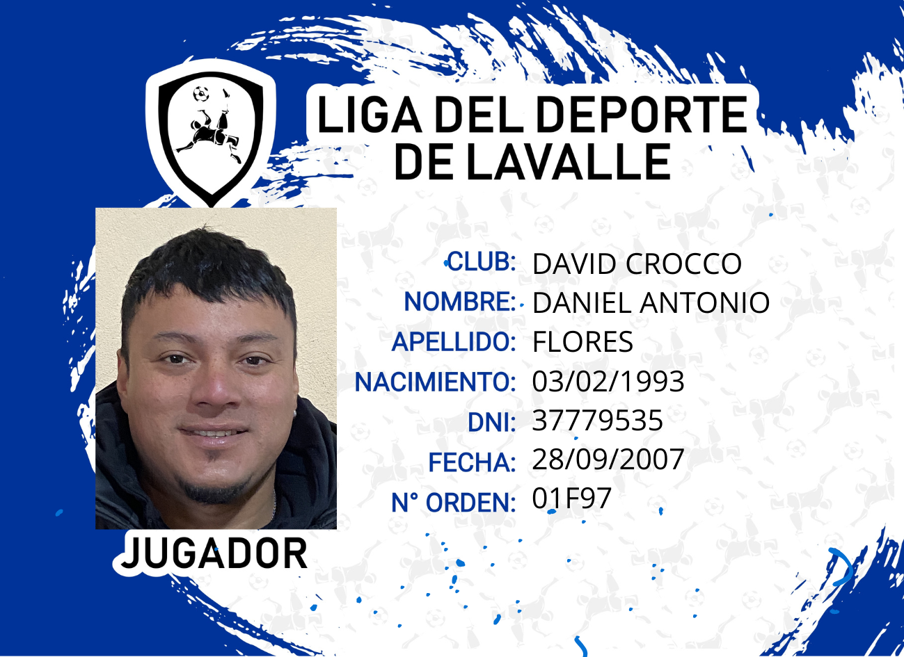 Foto carnet FLORES, DANIEL ANTONIO