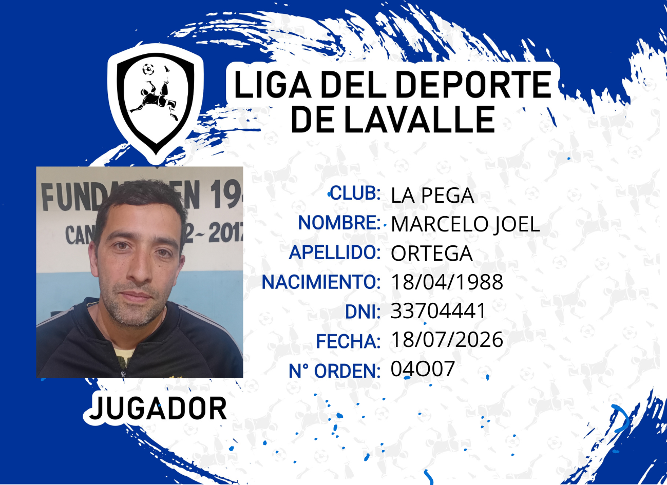 Foto carnet ORTEGA MARCELO JOEL
