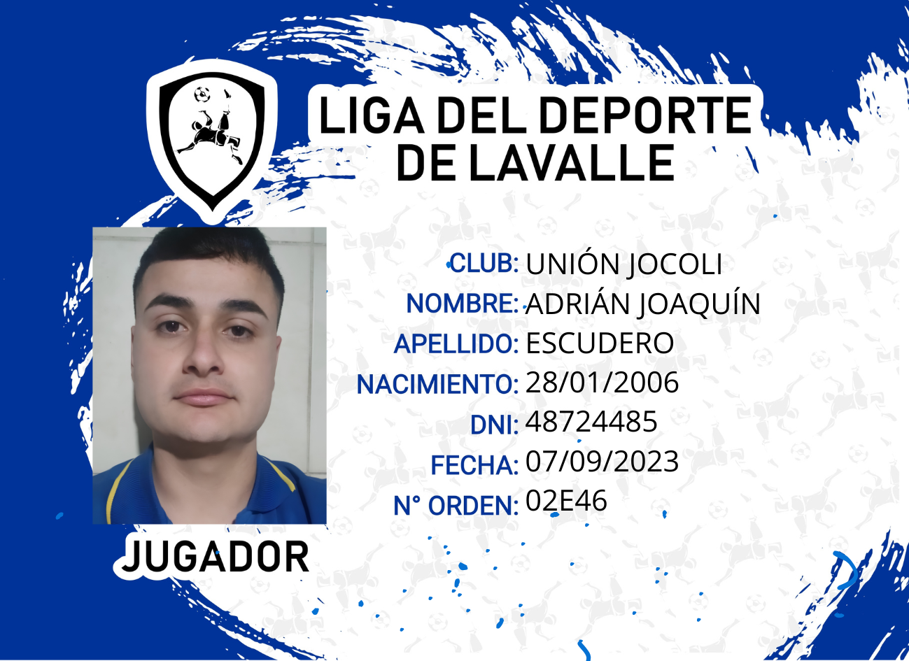 Foto carnet ESCUDERO ADRIÁN JOAQUÍN  