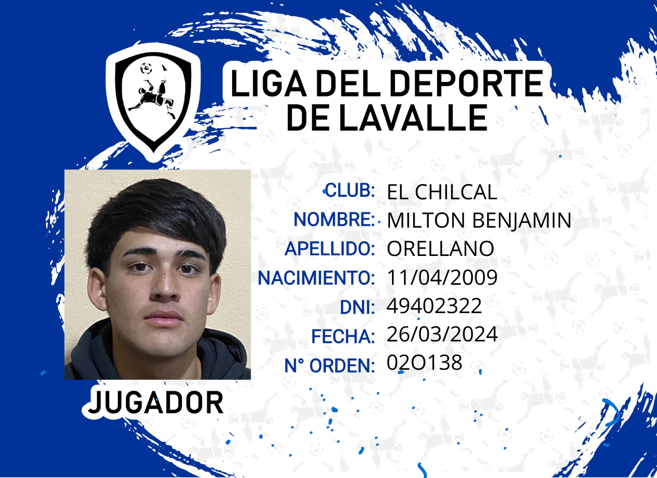 Foto carnet ORELLANO, MILTON BENJAMIN