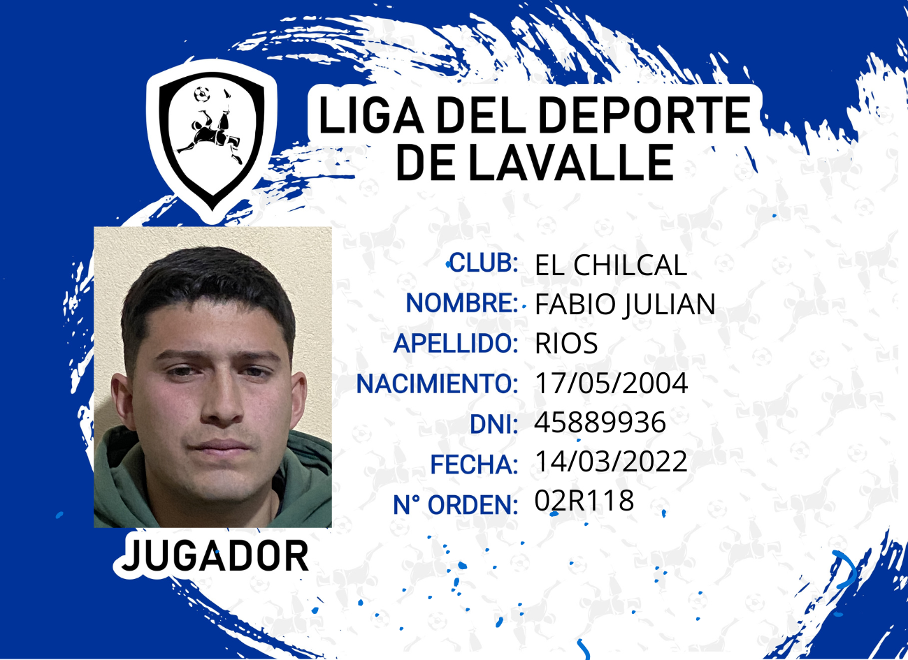 Foto carnet RIOS, FABIO JULIAN
