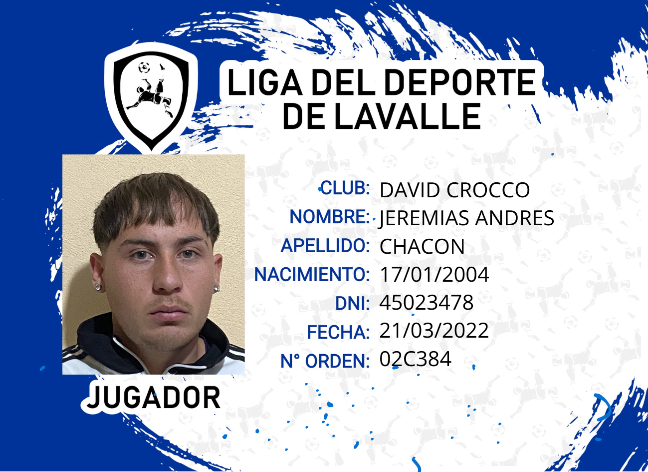 Foto carnet CHACON, JEREMIAS ADNRES