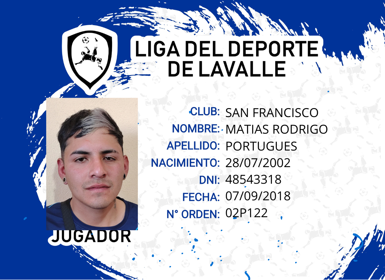 Foto carnet PORTUGUES MATIAS RODRIGO