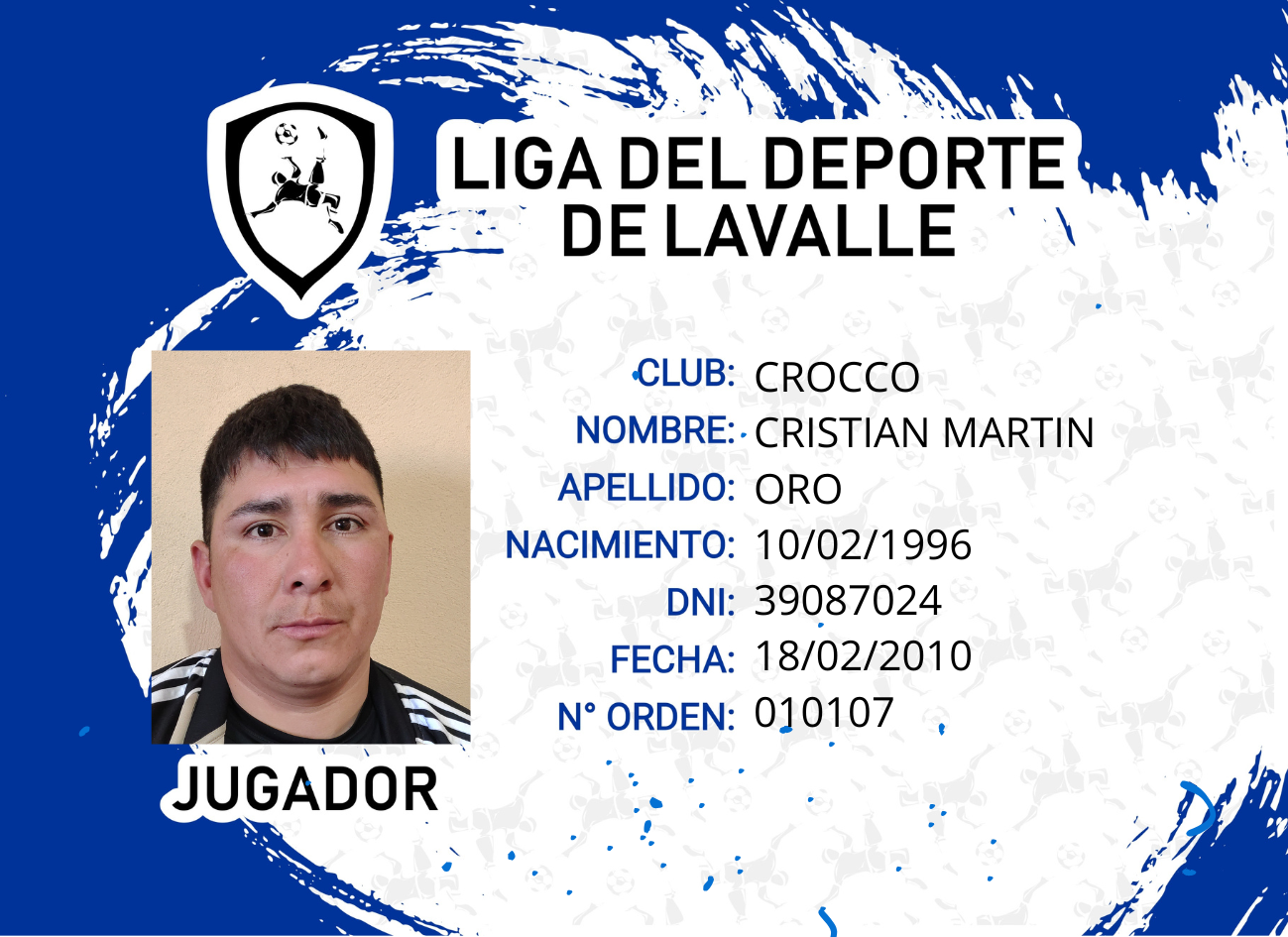 Foto carnet ORO CRISTIAN MARTIN