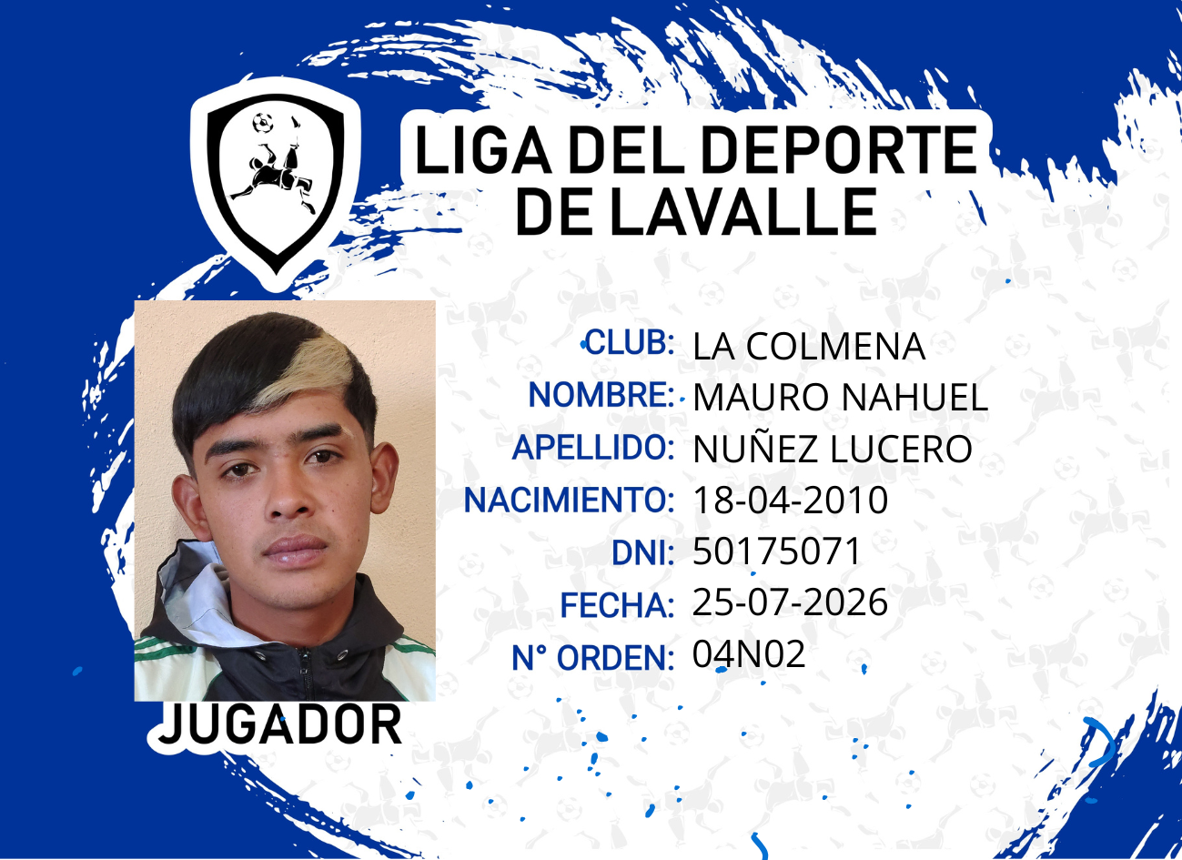 Foto carnet NUÑEZ LUCERO MAURO NAHUEL