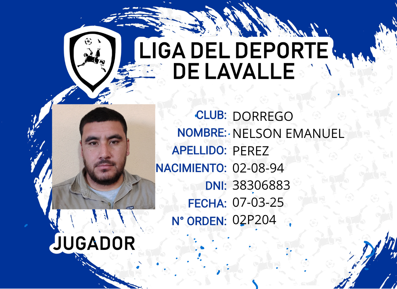Foto carnet PEREZ NELSON EMANUEL