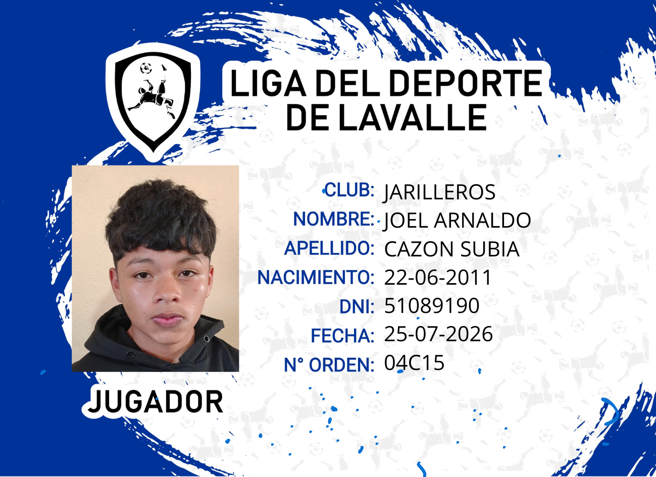 Foto carnet CAZON SUBIA JOEL ARNALDO