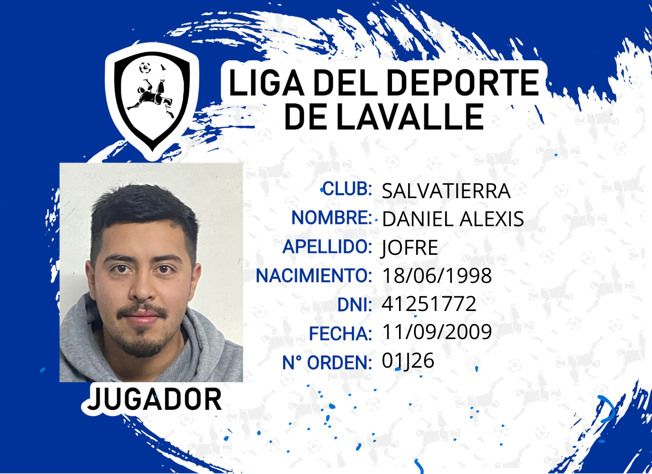 Foto carnet JOFRE DANIEL ALEXIS