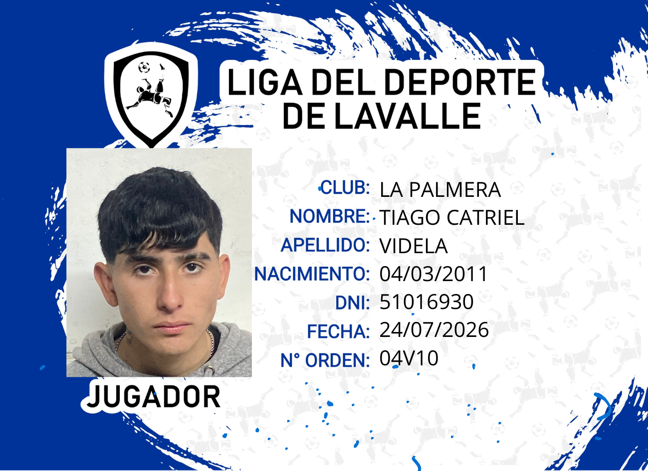 Foto carnet VIDELA TIAGO CATRIEL