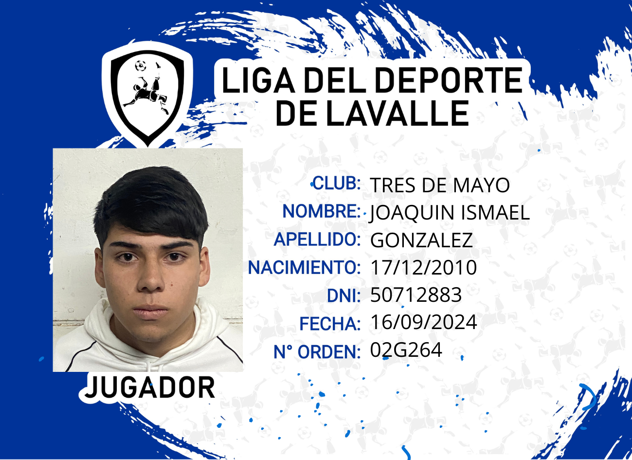 Foto carnet GONZALEZ JOAQUIN ISMAEL