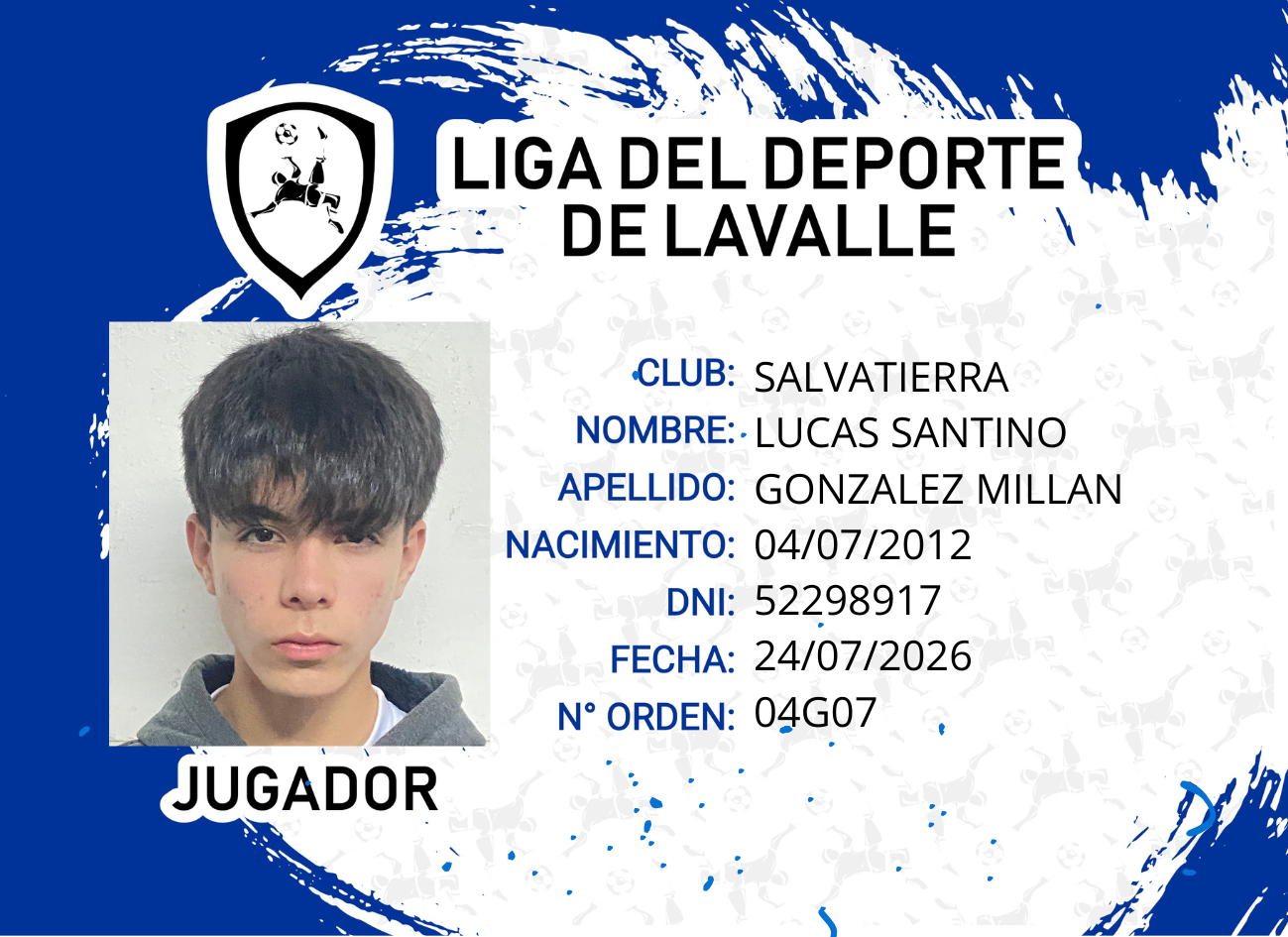 Foto carnet GONZALEZ MILLAN LUCAS SANTINO