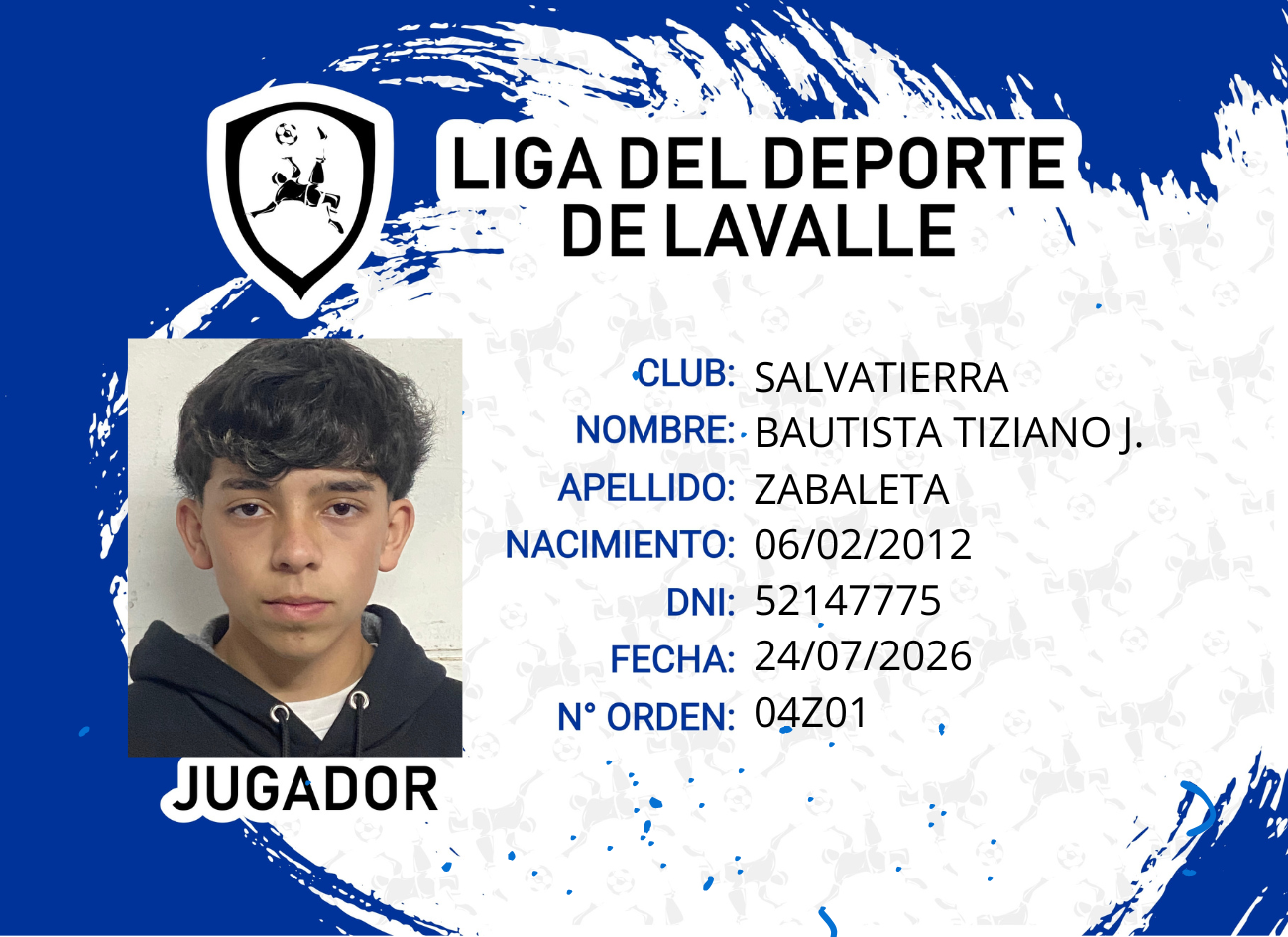 Foto carnet ZABALETA BAUTISTA TIZIANO
