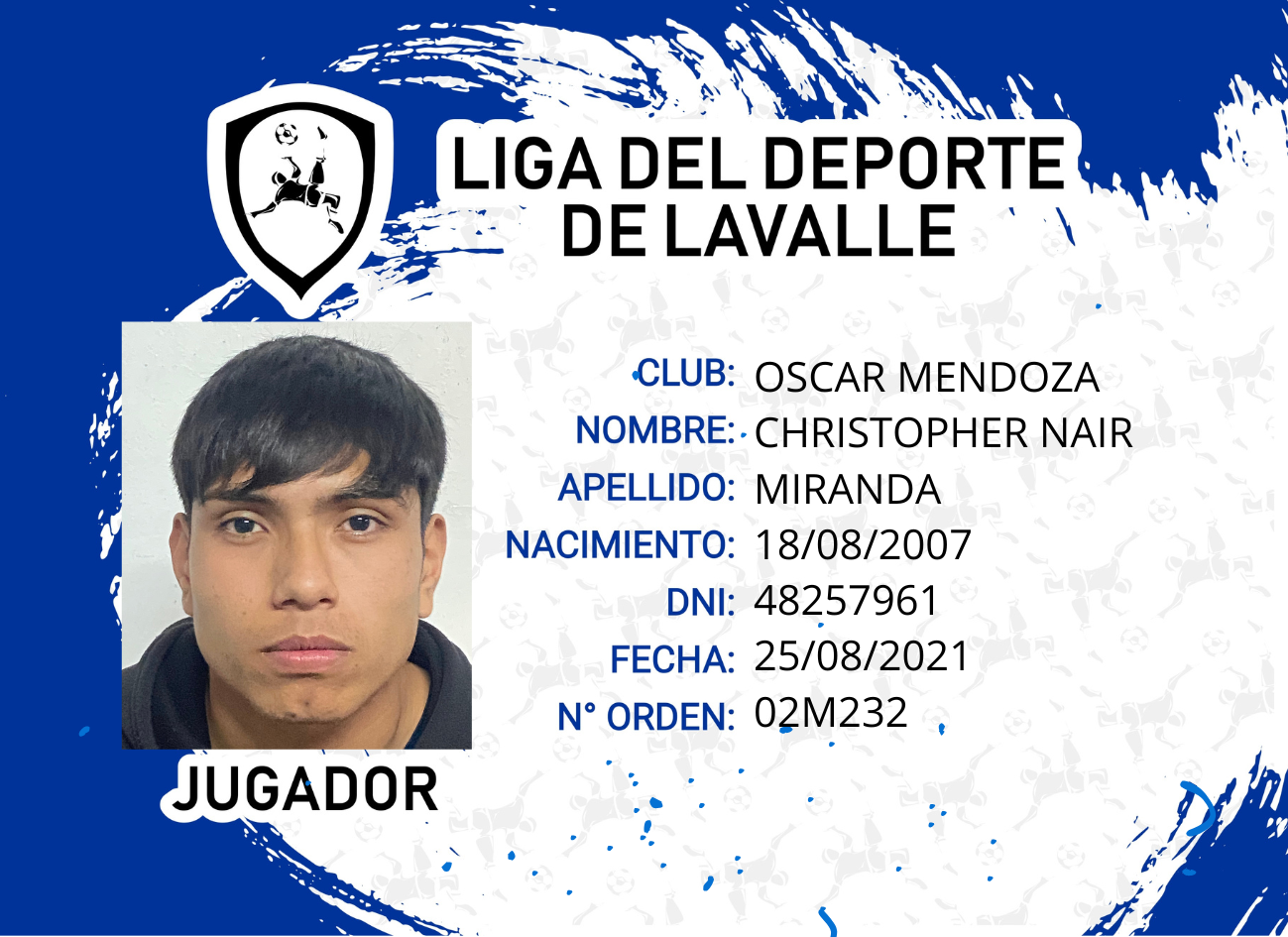 Foto carnet MIRANDA CHRISTOPHER NAIR