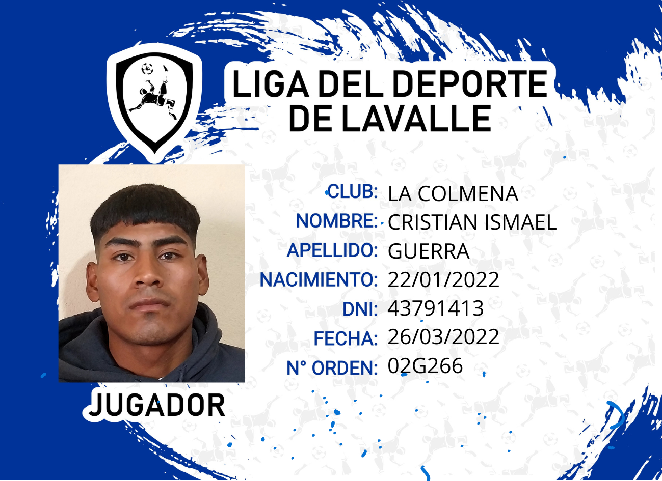 Foto carnet GUERRA CRISTIAN ISMAEL 