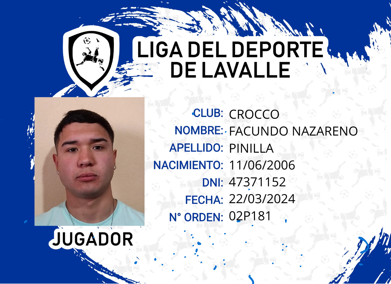 Foto carnet PINILLA FACUNDO NAZARENO