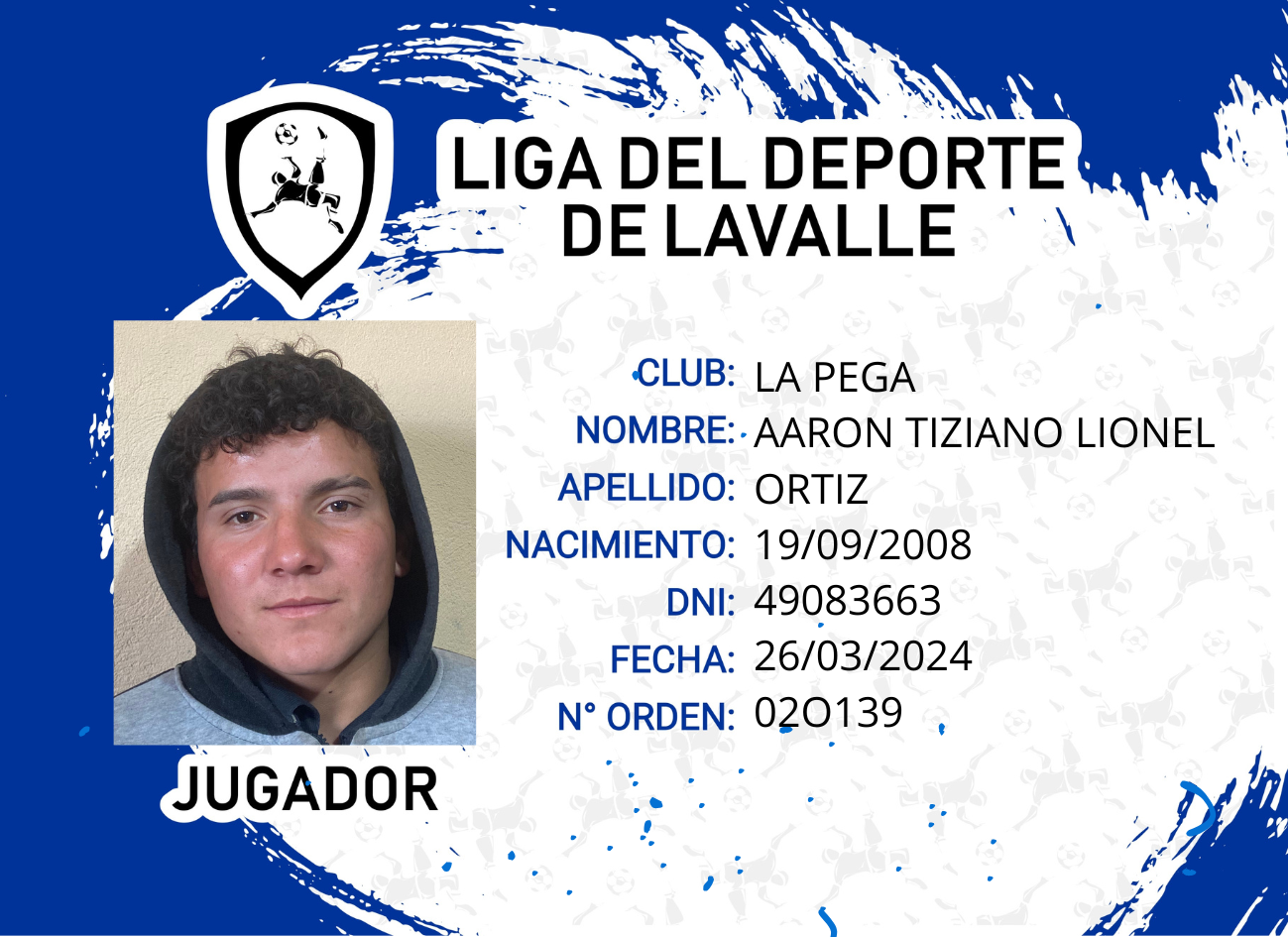 Foto carnet ORTIZ AARON TIZIANO LIONEL