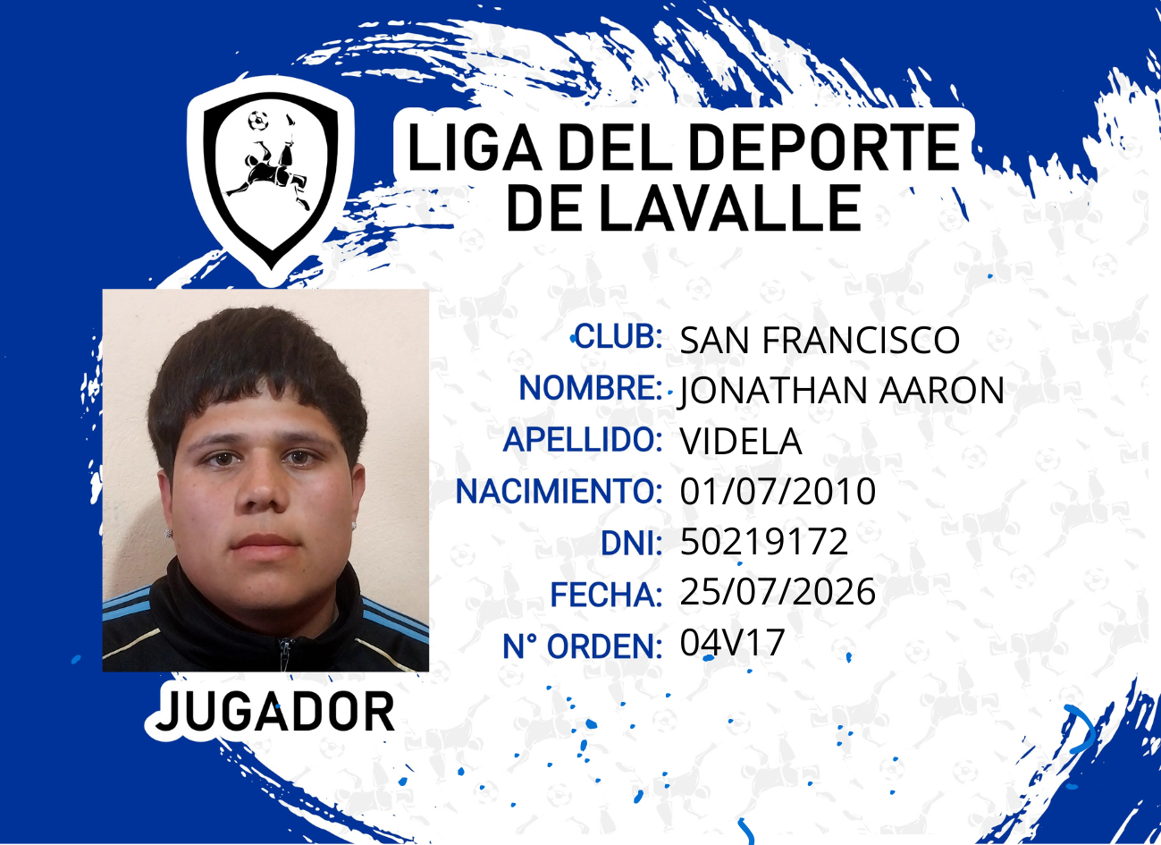 Foto carnet VIDELA JONATHAN AARON