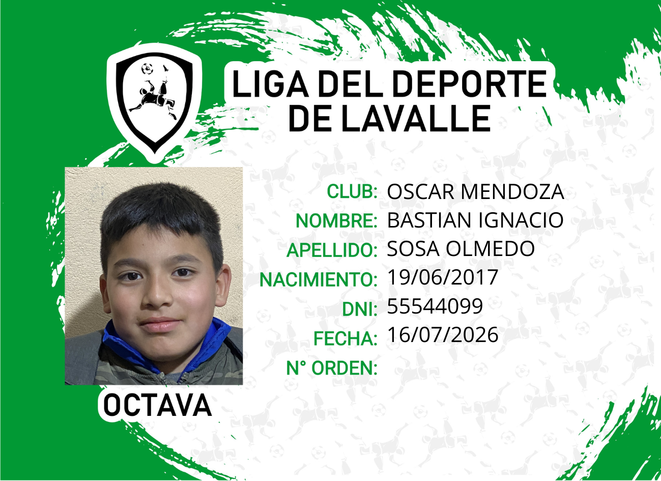 Foto carnet SOSA OLMEDO, BASTIAN IGNACIO