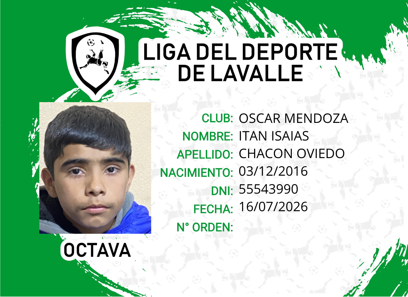 Foto carnet CHACON OVIEDO, ITAN ISAIAS