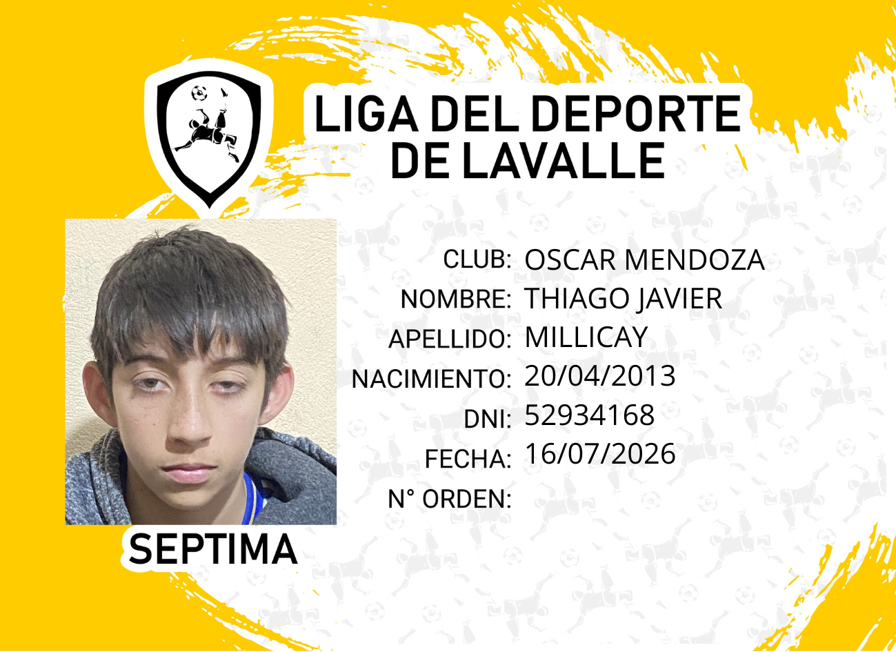 Foto carnet MILLICAY, THIAGO JAVIER