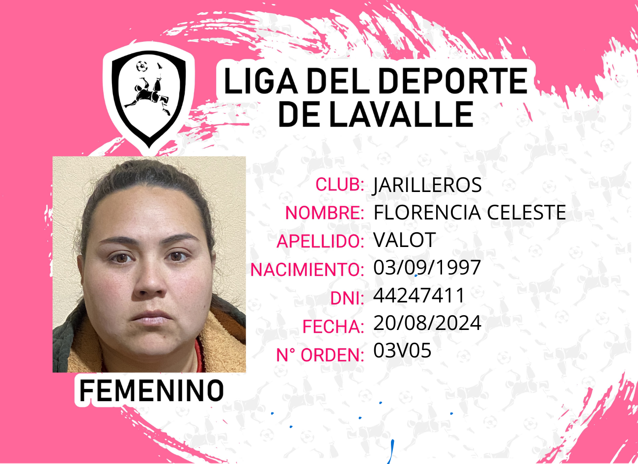 Foto carnet VALOT, FLORENCIA CELESTE