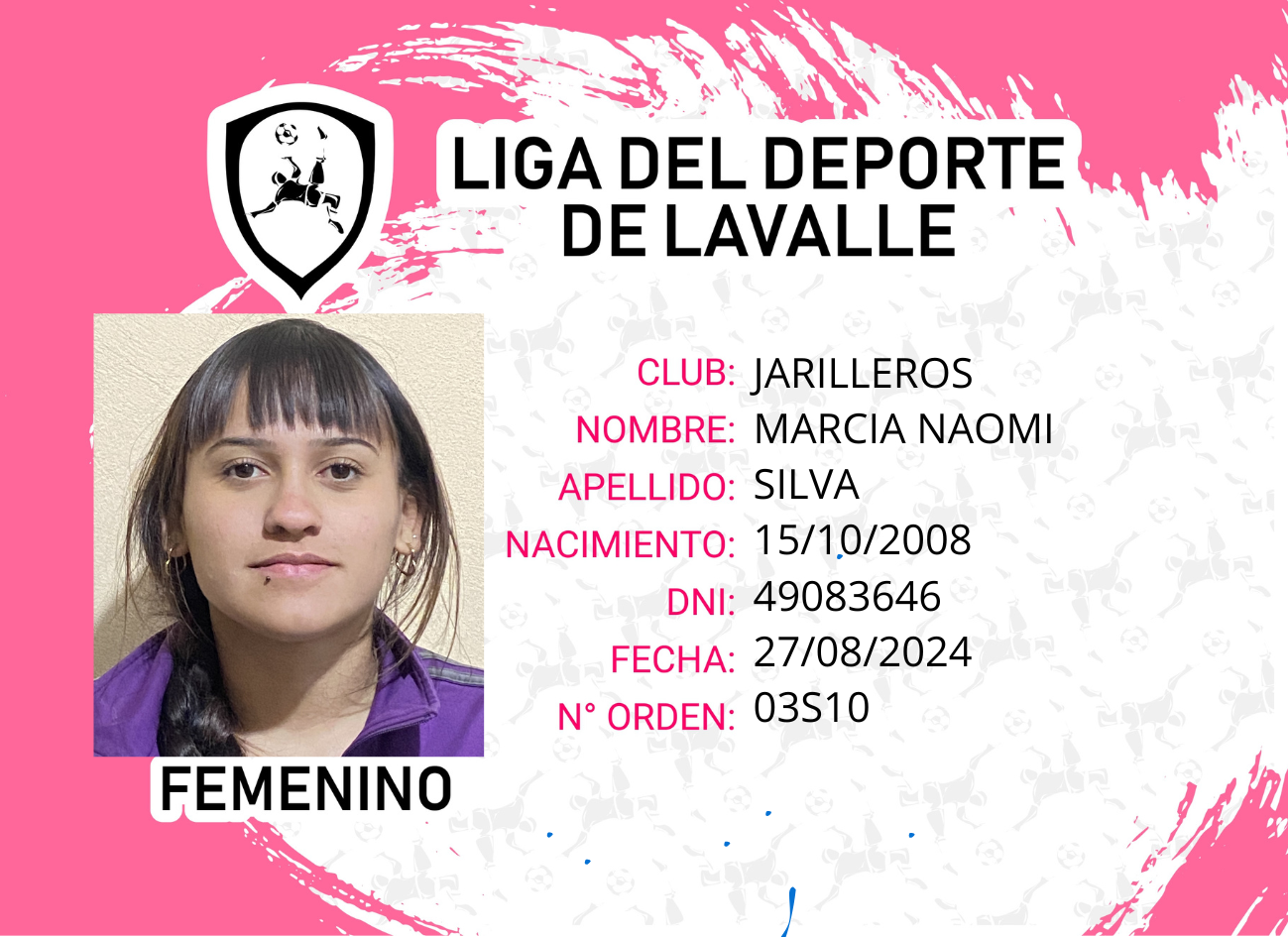 Foto carnet SILVA, MARCIA NAOMI