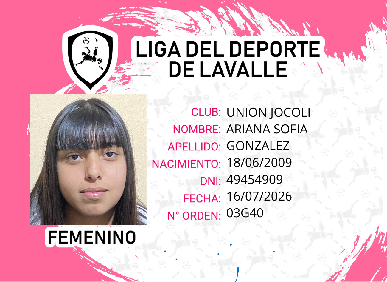 Foto carnet GONZALEZ, ARIANA SOFIA