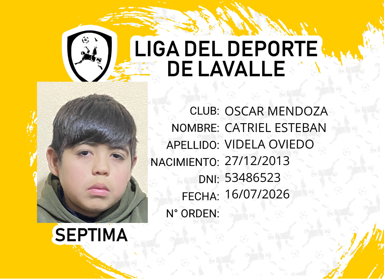 Foto carnet VIDELA OVIEDO, CATRIEL ESTEBAN