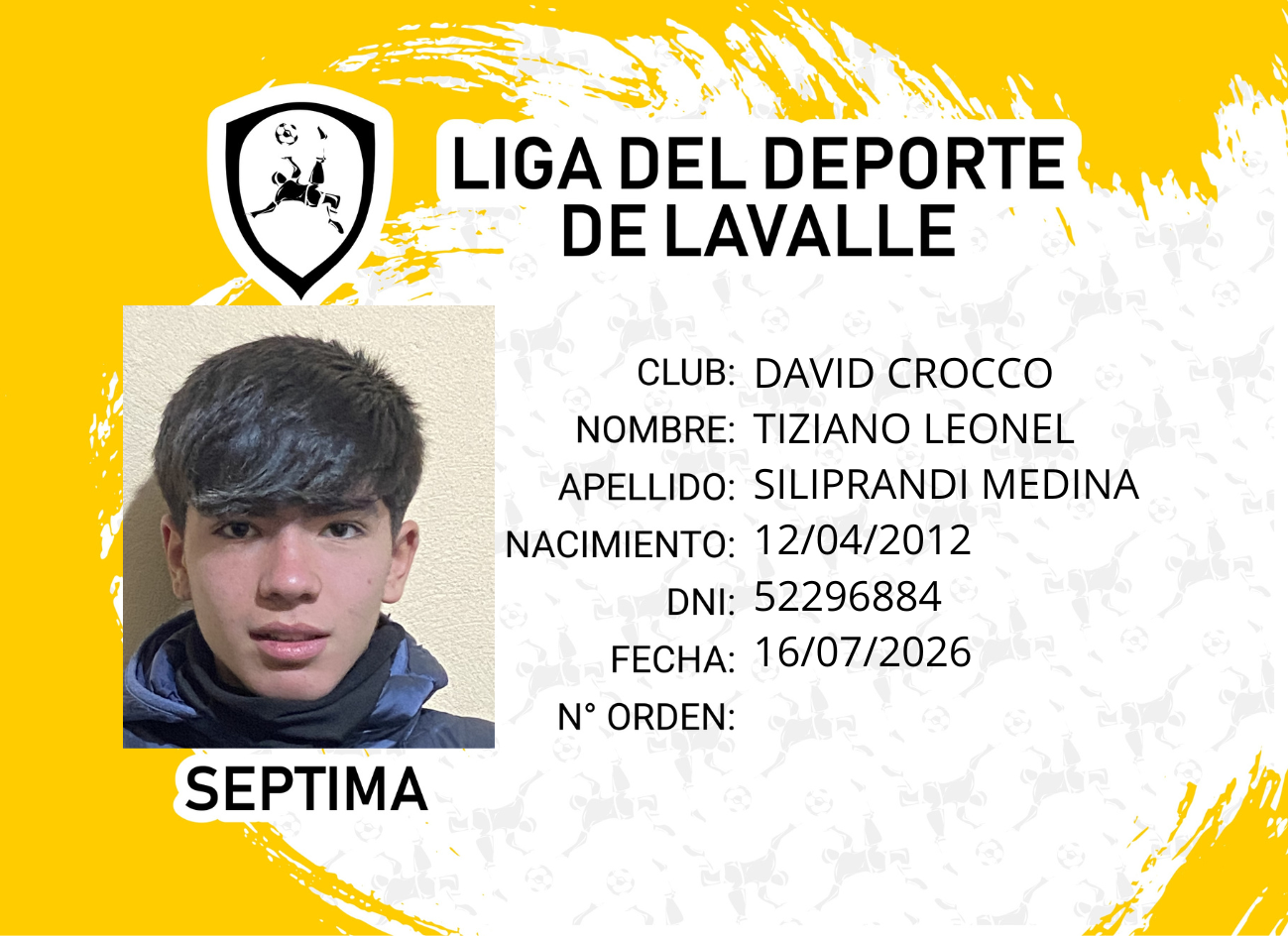 Foto carnet SILIPRANDI MEDINA, TIZIANO LEONEL