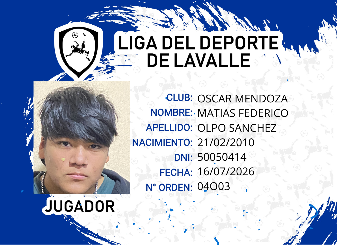 Foto carnet OLPO SANCHEZ, MATIAS FEDERICO