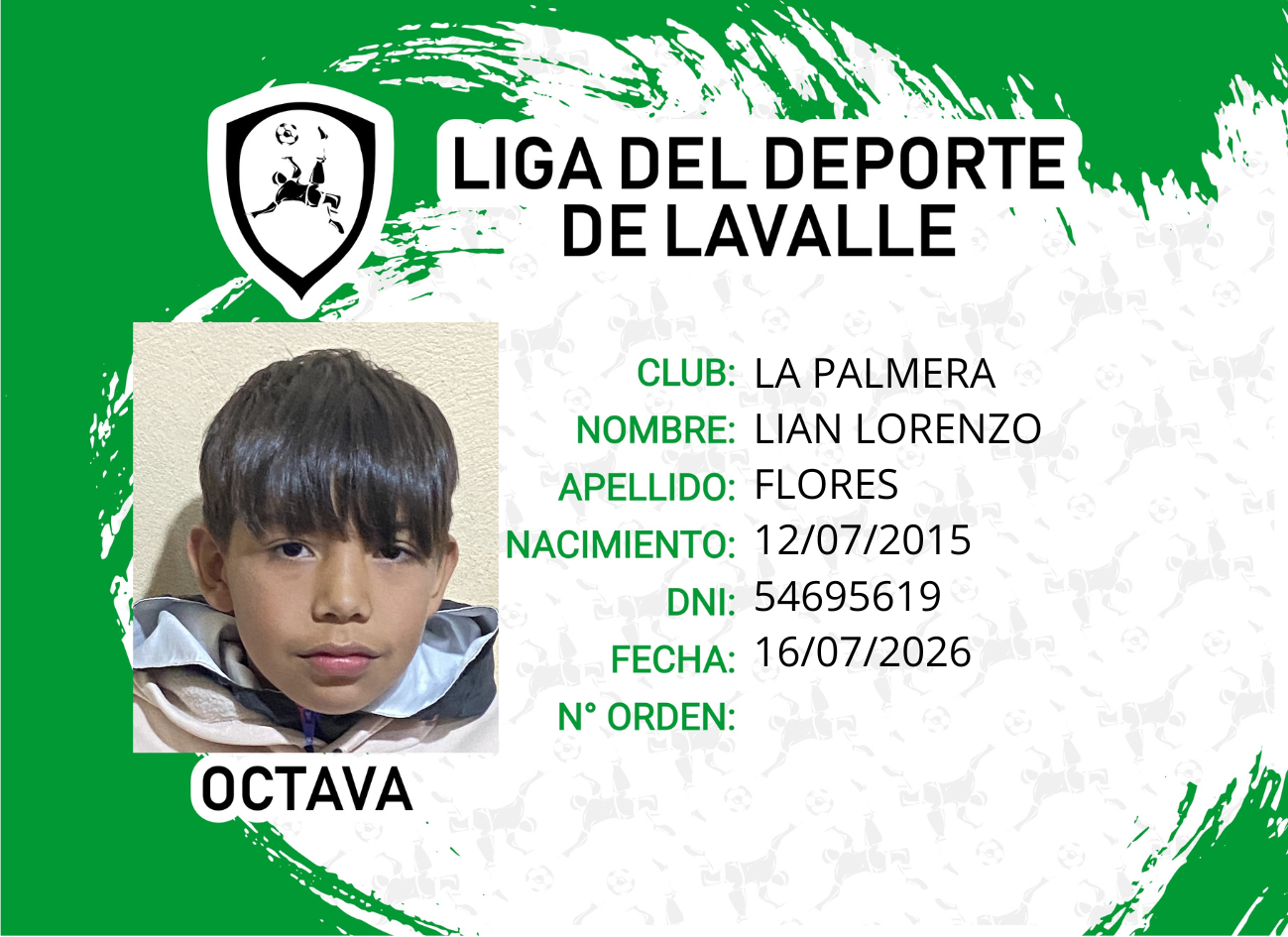 Foto carnet FLORES, LIAN LORENZO