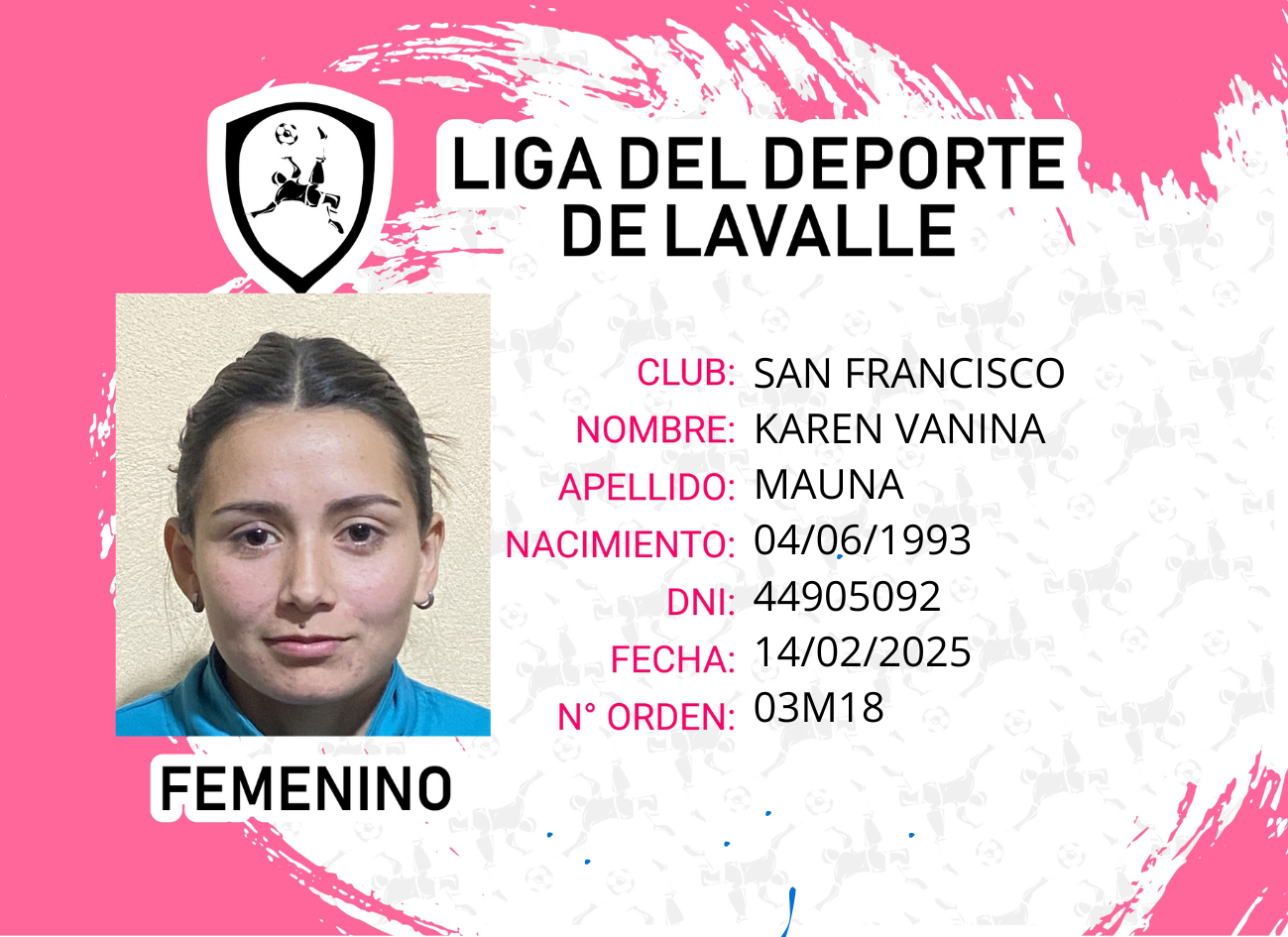 Foto carnet MAUNA, KAREN VANINA