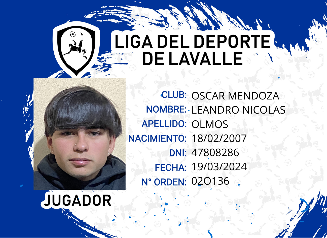 Foto carnet OLMOS, LEANDRO NICOLAS