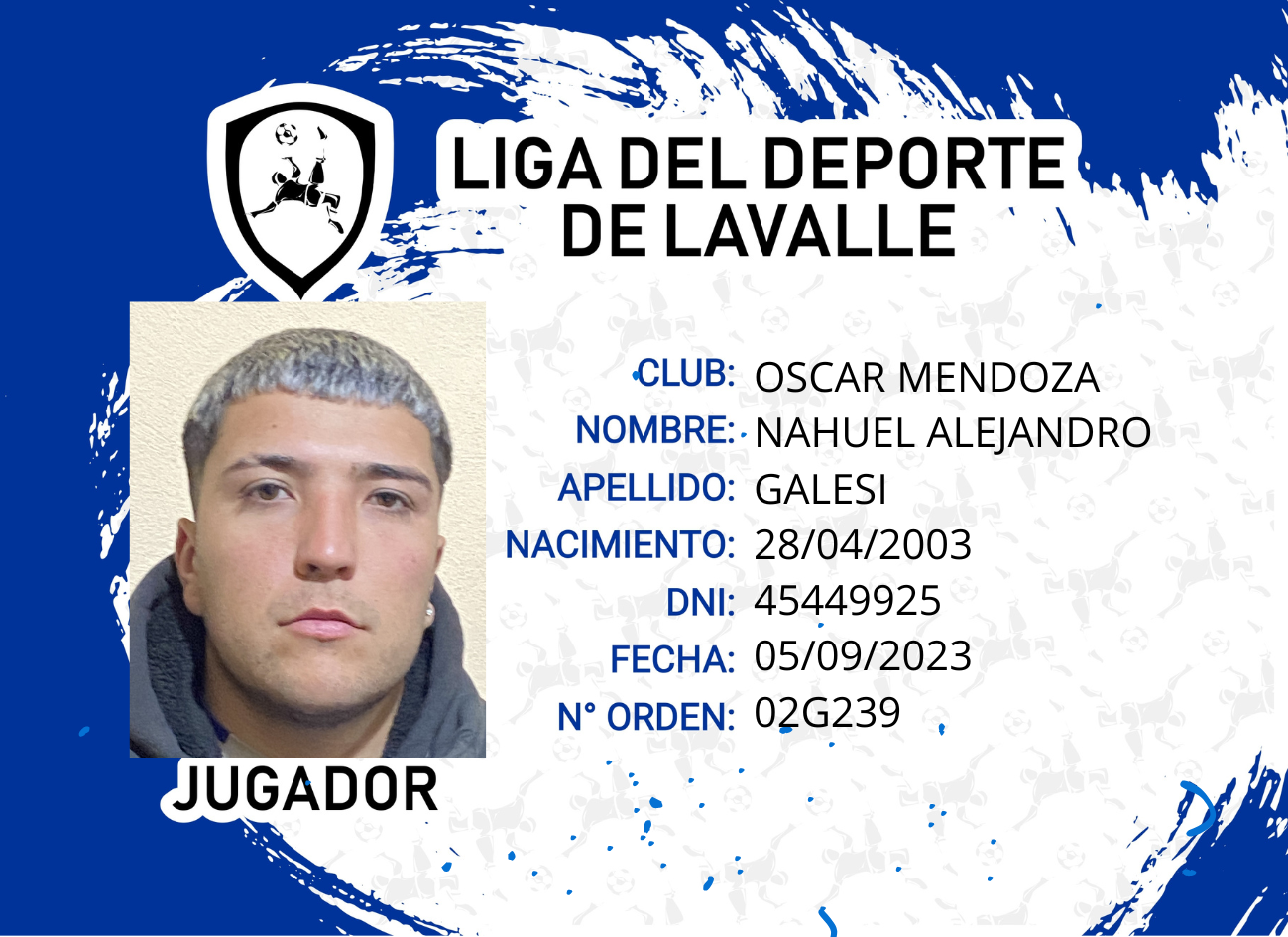 Foto carnet GALESI, NAHUEL ALEJANDRO