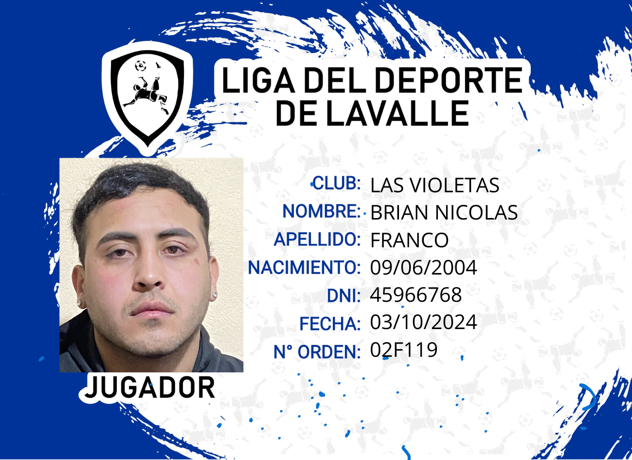 Foto carnet FRANCO BRIAN NICOLAS