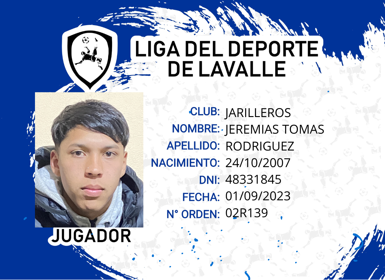 Foto carnet RODRIGUEZ, JEREMIAS TOMAS