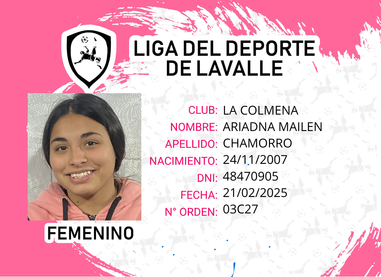 Foto carnet CHAMORRO, ARIADNA MAILEN