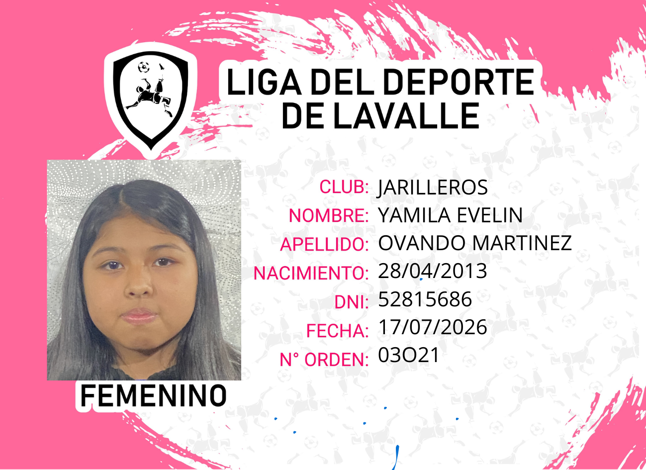 Foto carnet OVANDO MARTINEZ, YAMILA EVELIN