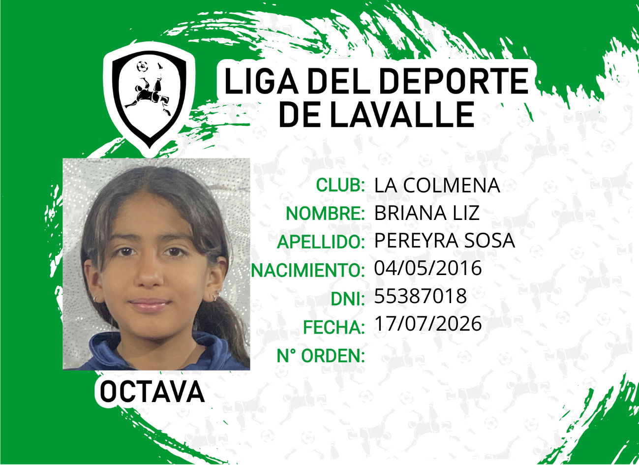 Foto carnet PEREYRA SOSA, BRIANA LIZ