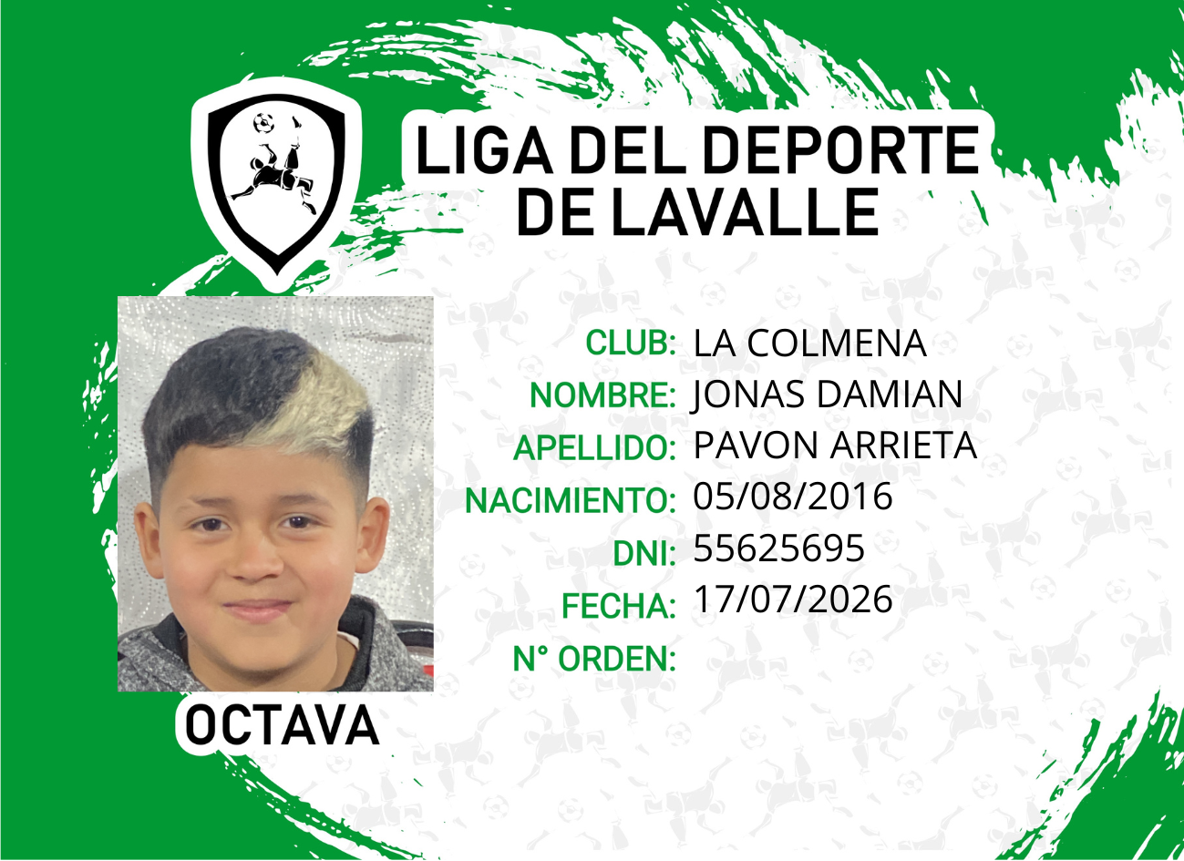 Foto carnet PAVON ARRIETA, JONAS DAMIAN