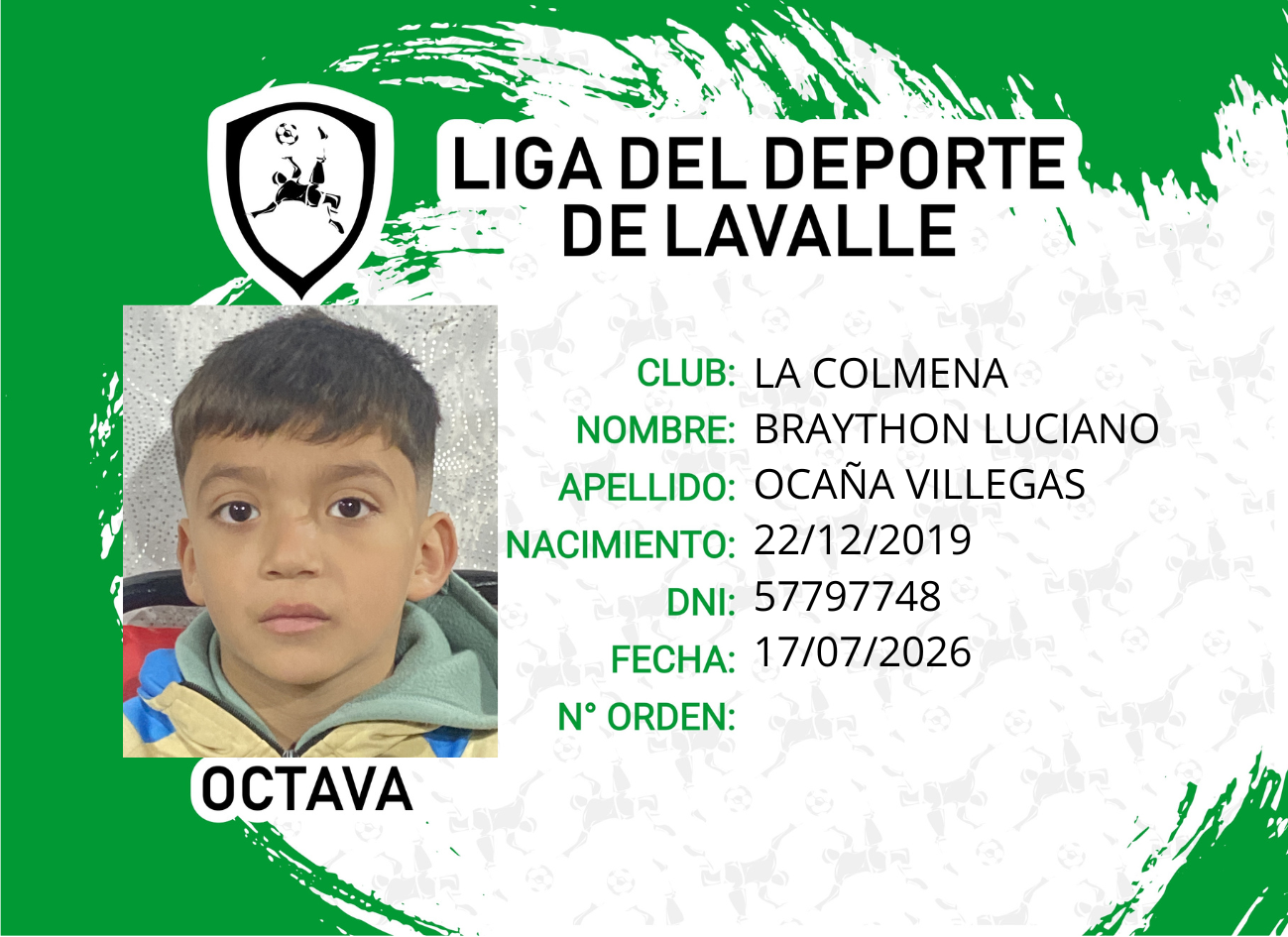 Foto carnet OCAÑA VILLEGAS, BRAYTHON LUCIANO