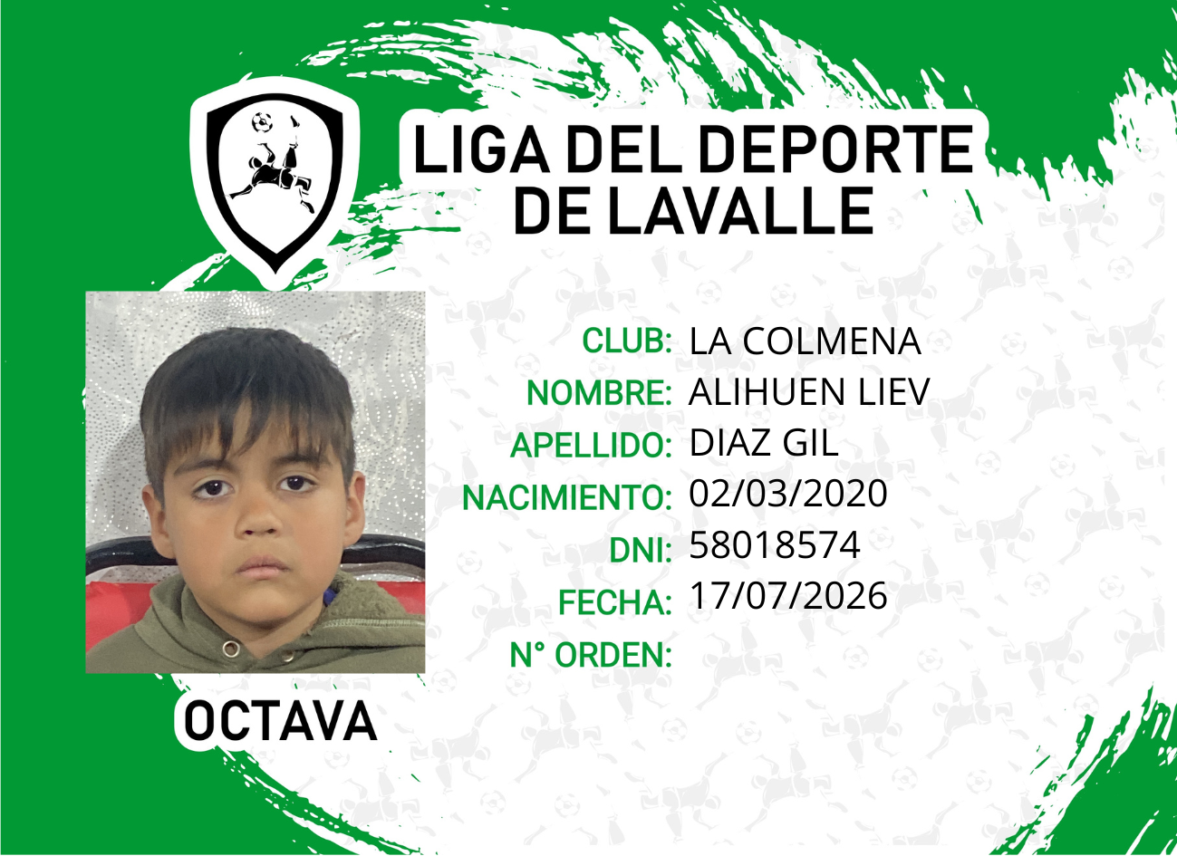 Foto carnet DIAZ GIL, ALIHUEN LIEV