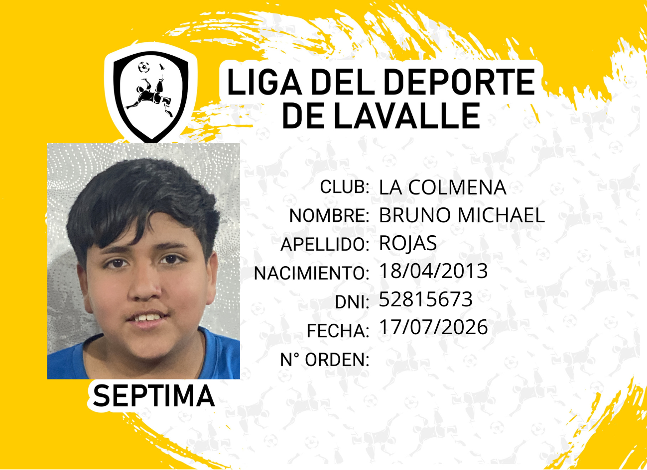 Foto carnet ROJAS, BRUNO MICHAEL