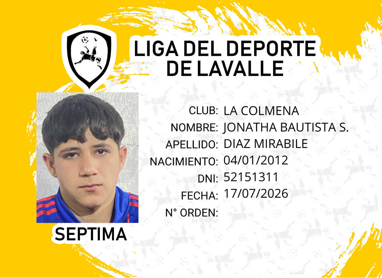 Foto carnet DIAZ MIRABILE, JONATHAN BAUTISTA S.