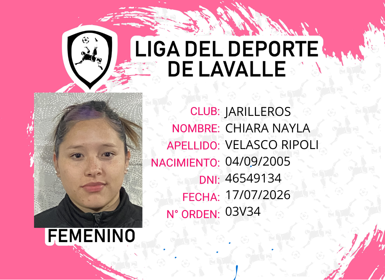 Foto carnet VELASCO RIPOLI, CHIARA NAYLA