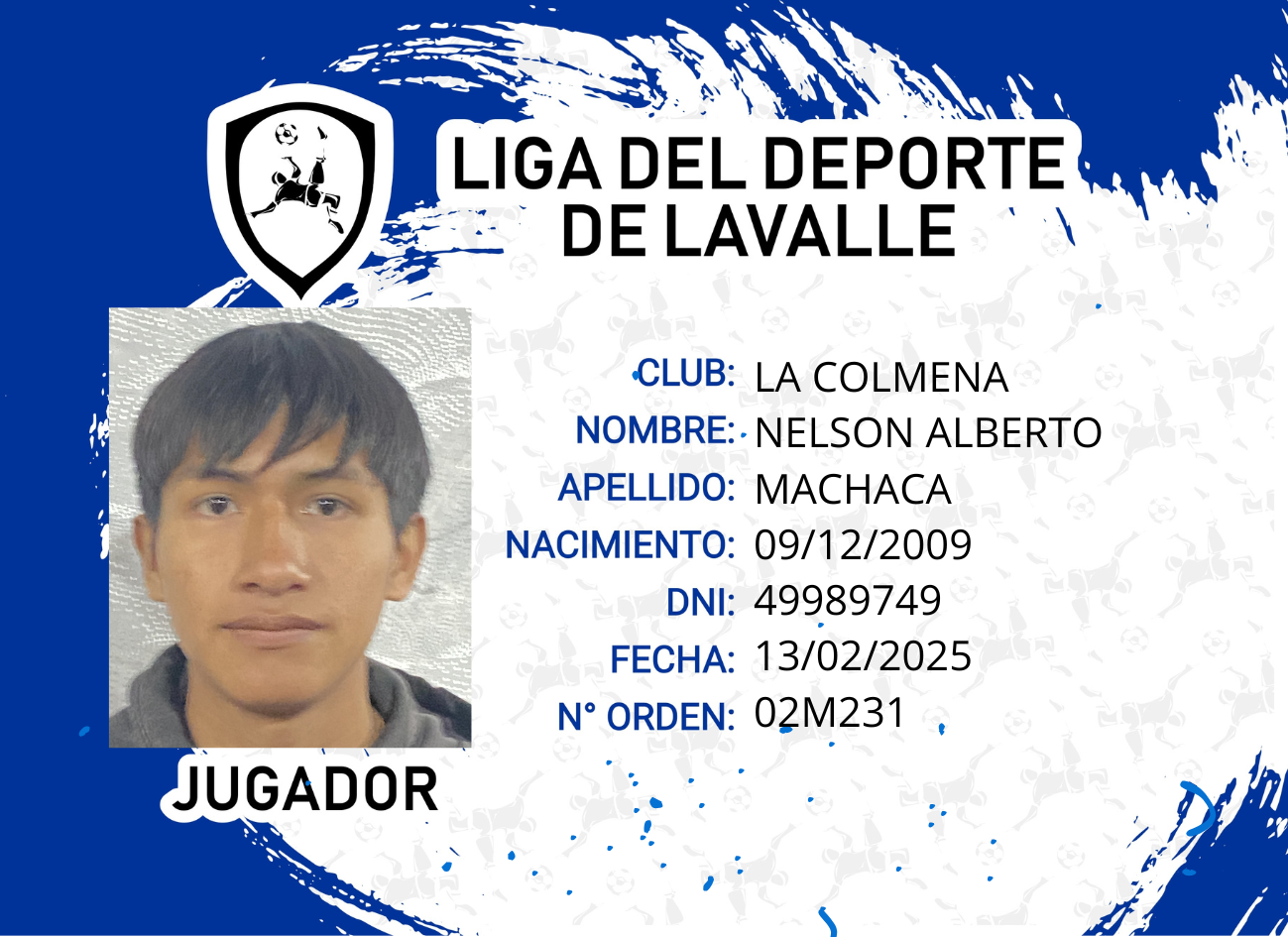 Foto carnet MACHACA, NELSON ALBERTO
