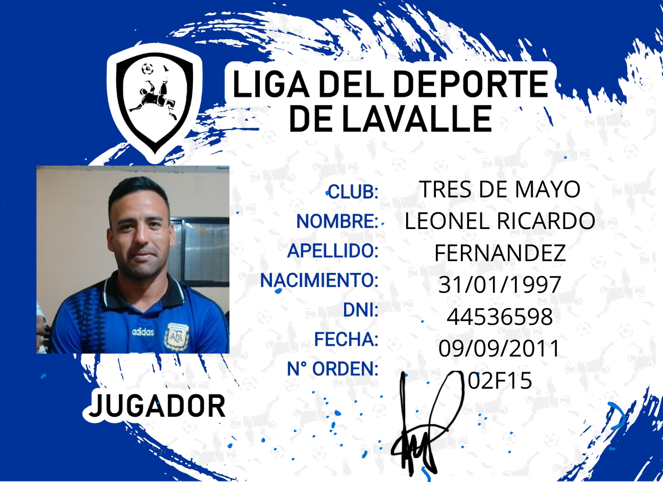 Foto carnet LEONEL RICARDO FERNANDEZ