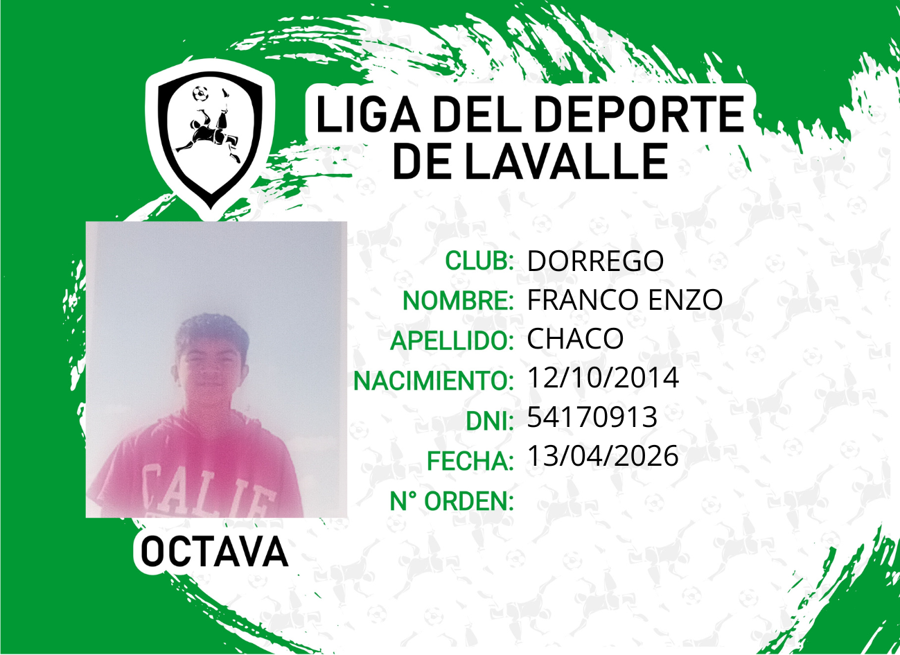 Foto carnet FRANCO ENZO CHACO