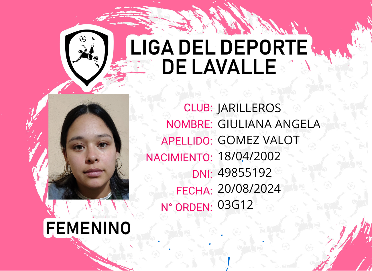 Foto carnet GUILIANA ANGELA GOMEZVALOT