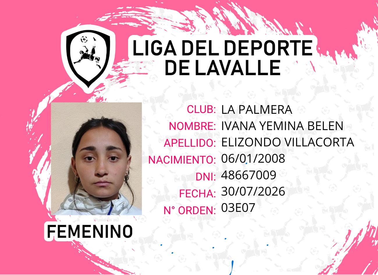 Foto carnet IVANA YEMINA BELEN ELIZONDO VILLACORTA